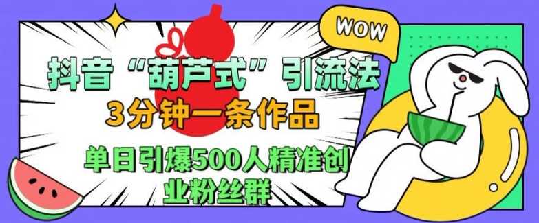 抖音葫芦式引流法，三分钟一条作品，单日引爆抖音500人精准创业粉丝群【揭秘】-小栈创课网