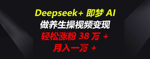 Deepseek+即梦AI,做养生操视频变现,轻松涨粉38W+,月入一W+-小栈创课网