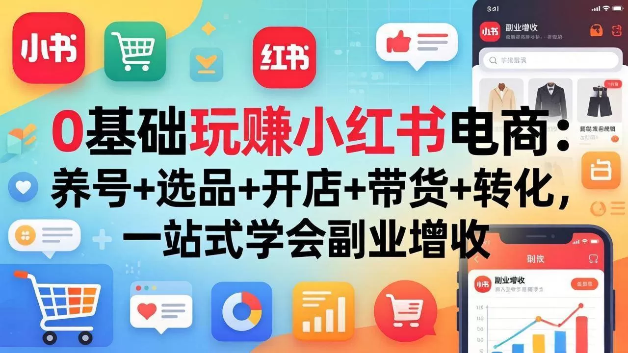 0基础小红书电商：养号选品到带货转化，一站式副业增收攻略-小栈创课网