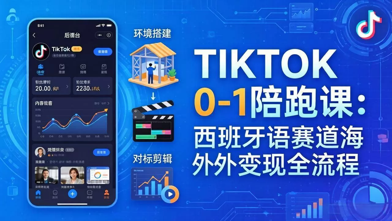 （17908期）TIKTOK 0-1 陪跑课：从环境搭建到刷对标剪辑，西班牙语赛道海外变现全流程-小栈创课网