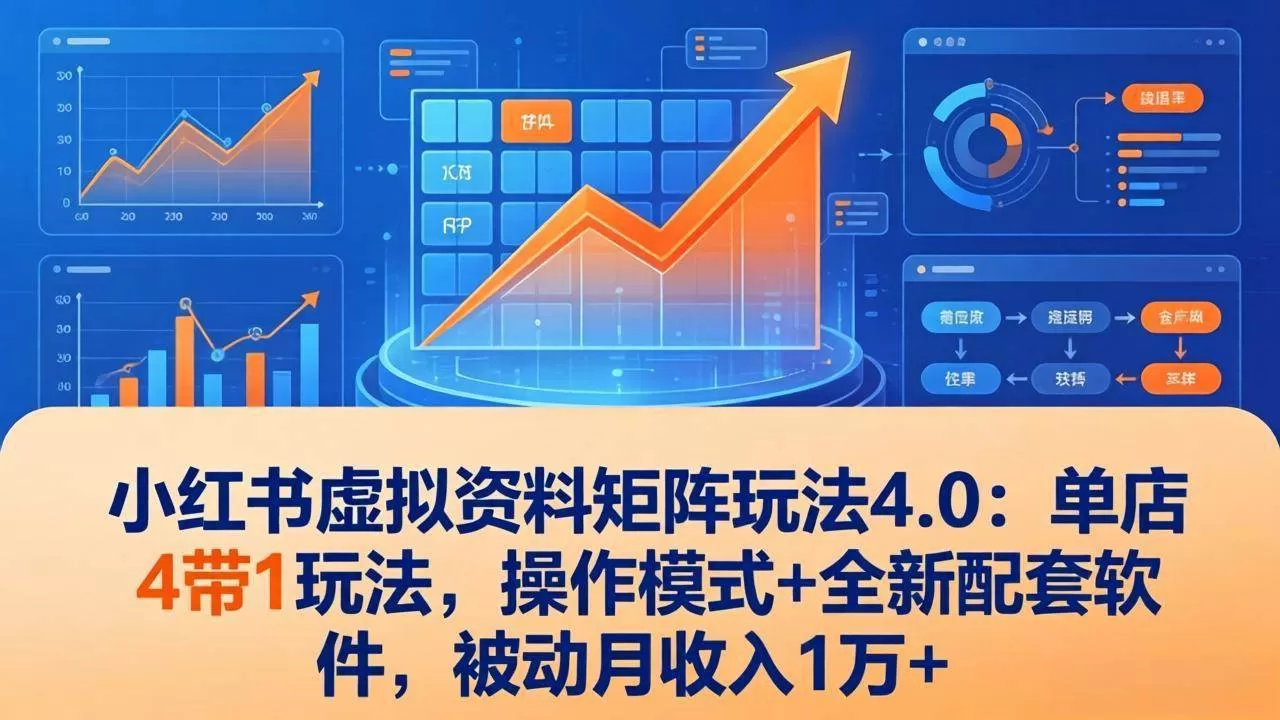 (17730期)小红书虚拟资料矩阵玩法4.0:单店4带1玩法,操作模式+全新配套软件,被动月收入1万+-小栈创课网