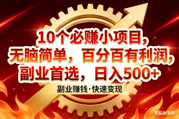 （17735期）10个必赚小项目，百分百有利润，无脑简单，副业首选，日入300+-小栈创课网