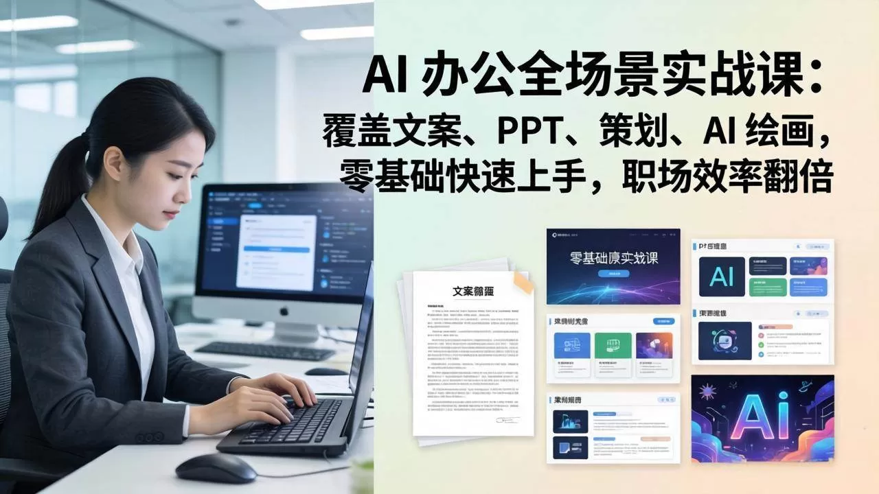 （17732期） AI 办公全场景实战课：覆盖文案、PPT、策划、AI 绘画，零基础快速上手，职场效率翻倍-小栈创课网