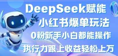 DeepSeek赋能小红书爆单玩法0粉新手小白都能操作，执行力跟上收益轻松上W，懒人勿做-小栈创课网