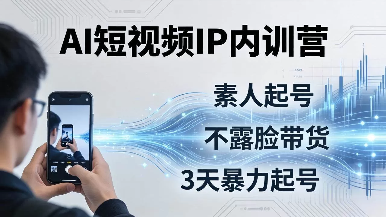 （17852期）2026AI短视频IP内训营：从素人起号到不露脸带货，3天暴力起号全流程拆解-小栈创课网