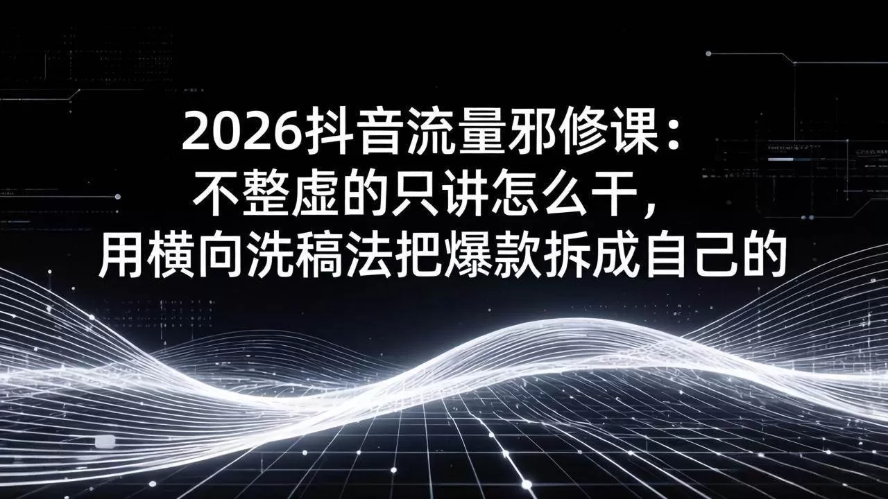 (17725期)2026抖音流量邪修课:不整虚的只讲怎么干,用横向洗稿法把爆款拆成自己的-小栈创课网