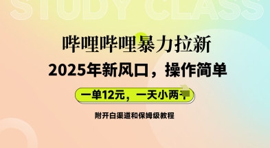 哔哩哔哩暴力拉新：2025年新风口，一单12元，一天数张(附开白渠道和保姆级教程)-小栈创课网